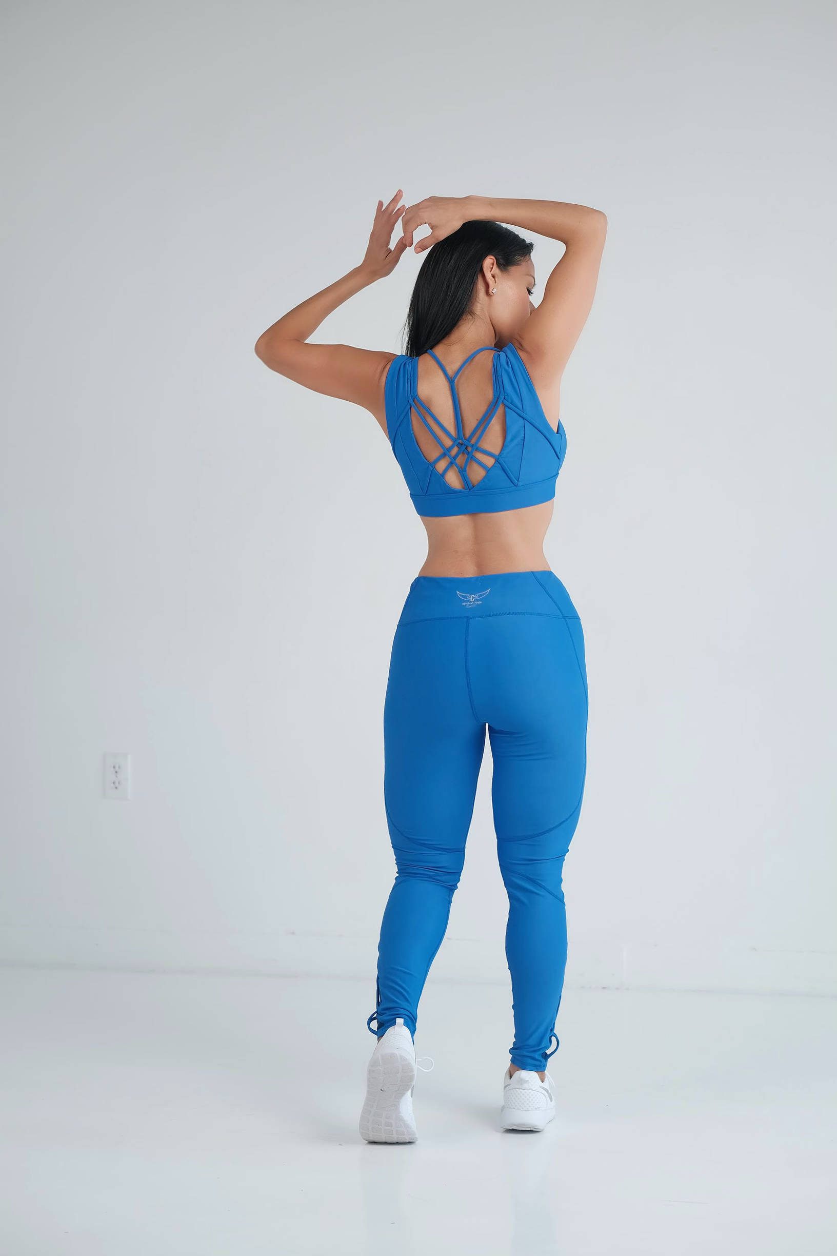 Sky Blue High Rise Legging/ Cross Back Bra Outfit - Image 4